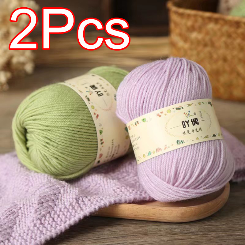 Wool Blanket Herringbone - 2Pcs 100% Wool Yarn Hand knitting