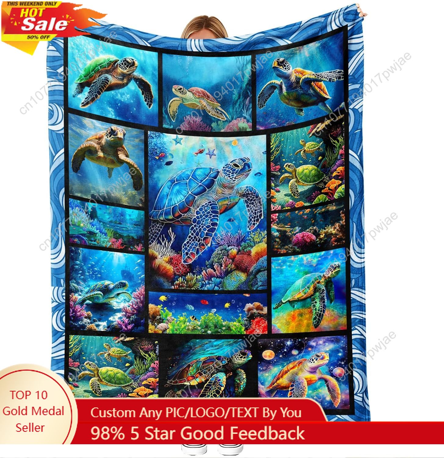Sea Turtle Flannel Throw Blank - огляд і ціна Home Textile