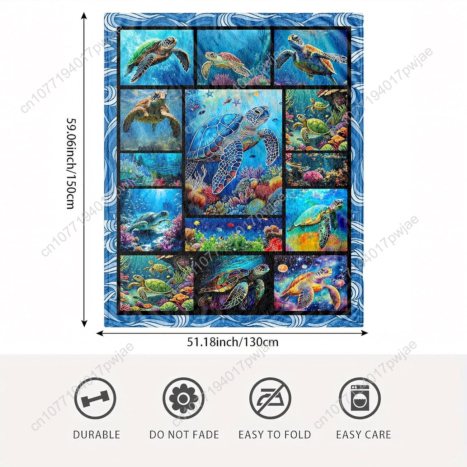 Sea Turtle Flannel Throw Blank - огляд і ціна Home Textile