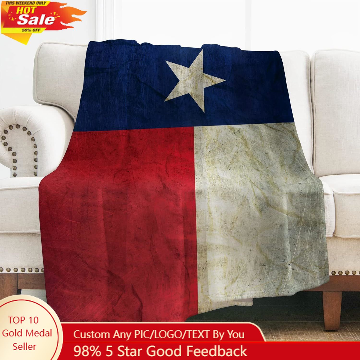 Levens Texas Flag Throw Blanke - огляд і ціна Home Textile