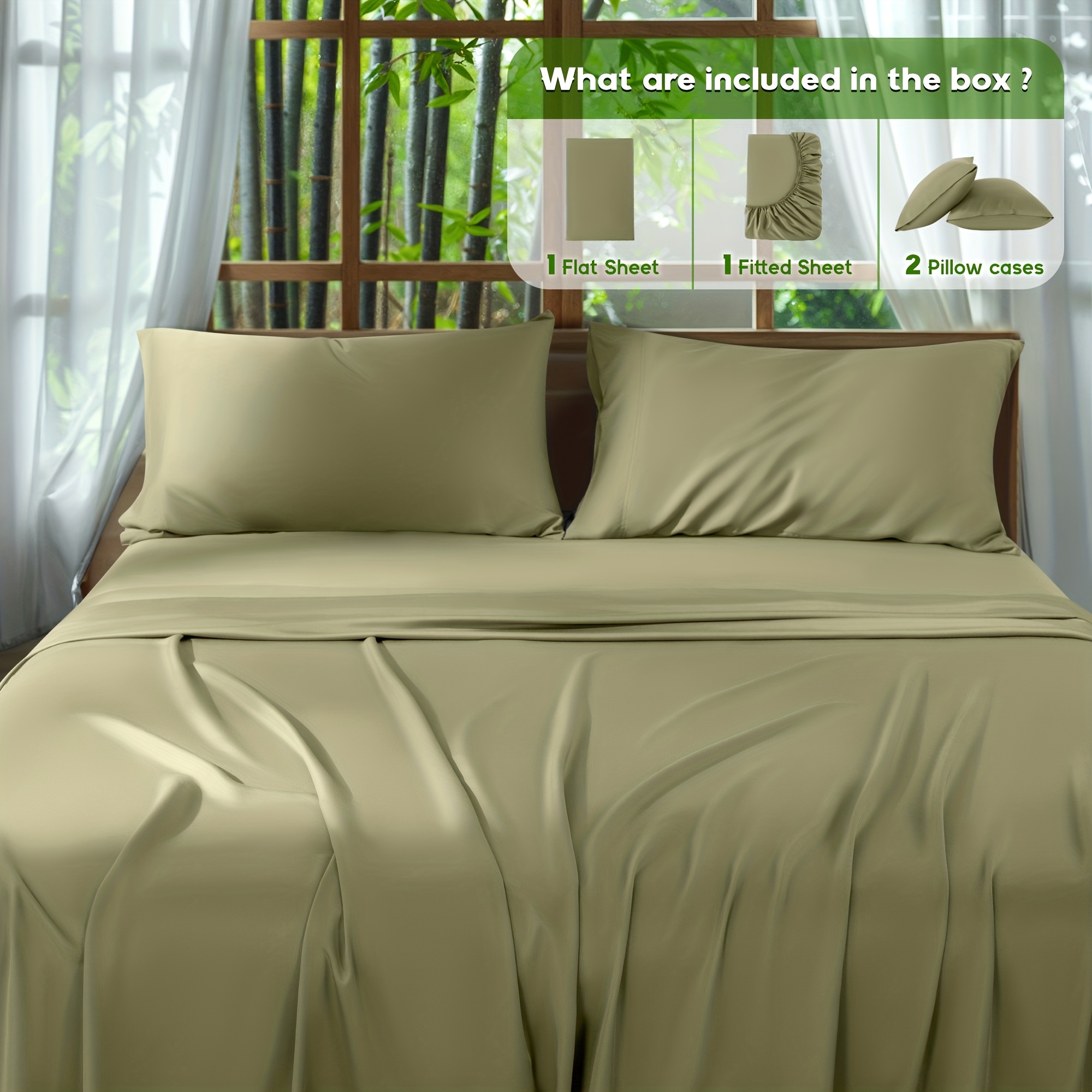 4pcs 2000 Thread Count Cooling - огляд і ціна Fitted Sheet Deep
