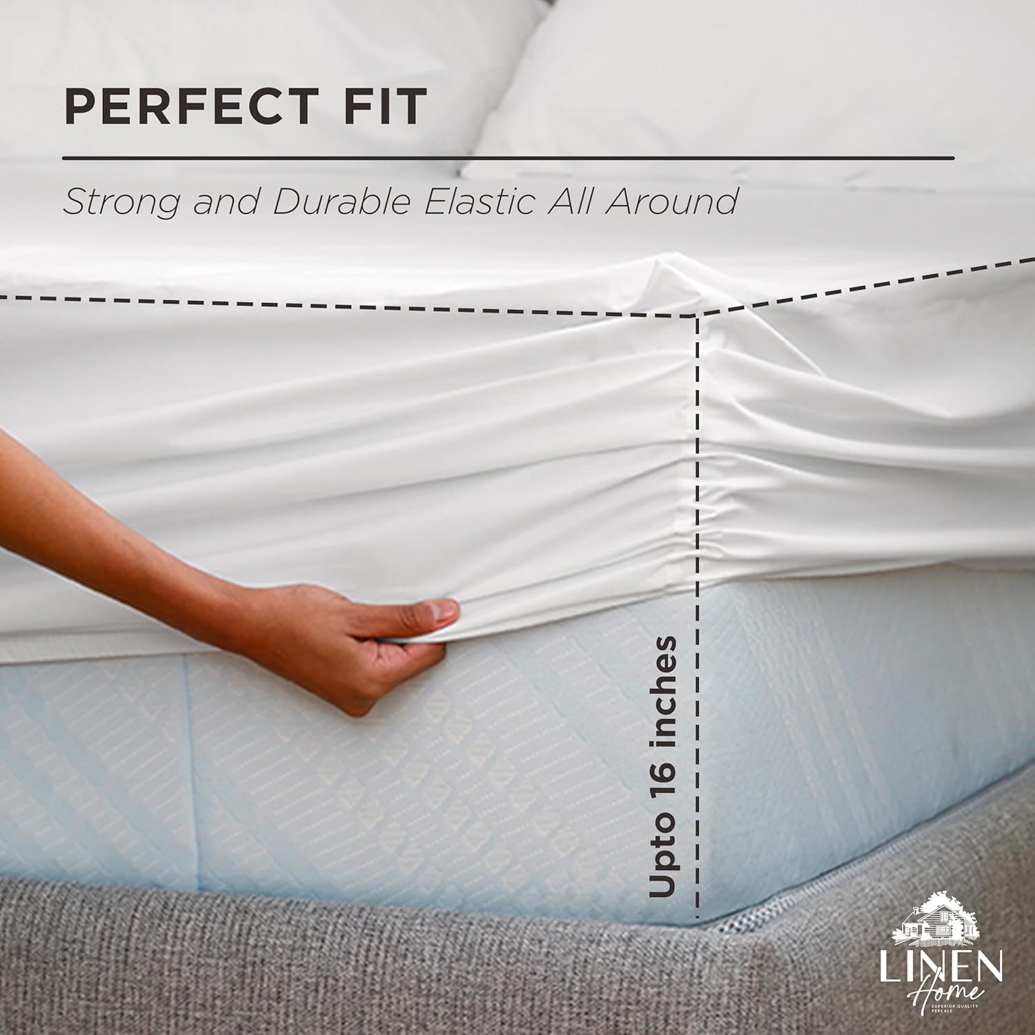 Queen Size White 100% Cotton P - огляд і ціна Fitted Sheet Deep
